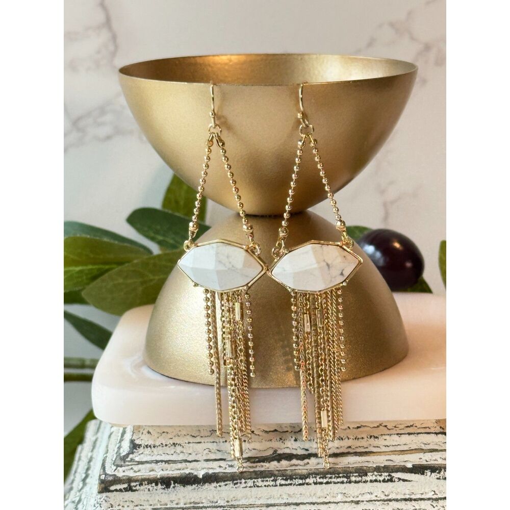 Vince Camuto Howlite & Gold Drop Earrings